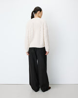 Pull torsadé ample col rond ecru Amparo