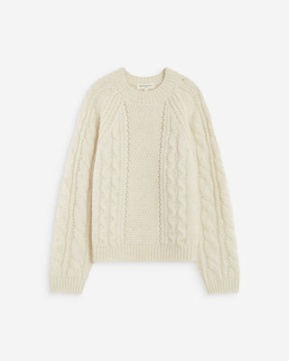 Pull torsadé ample col rond ecru Amparo