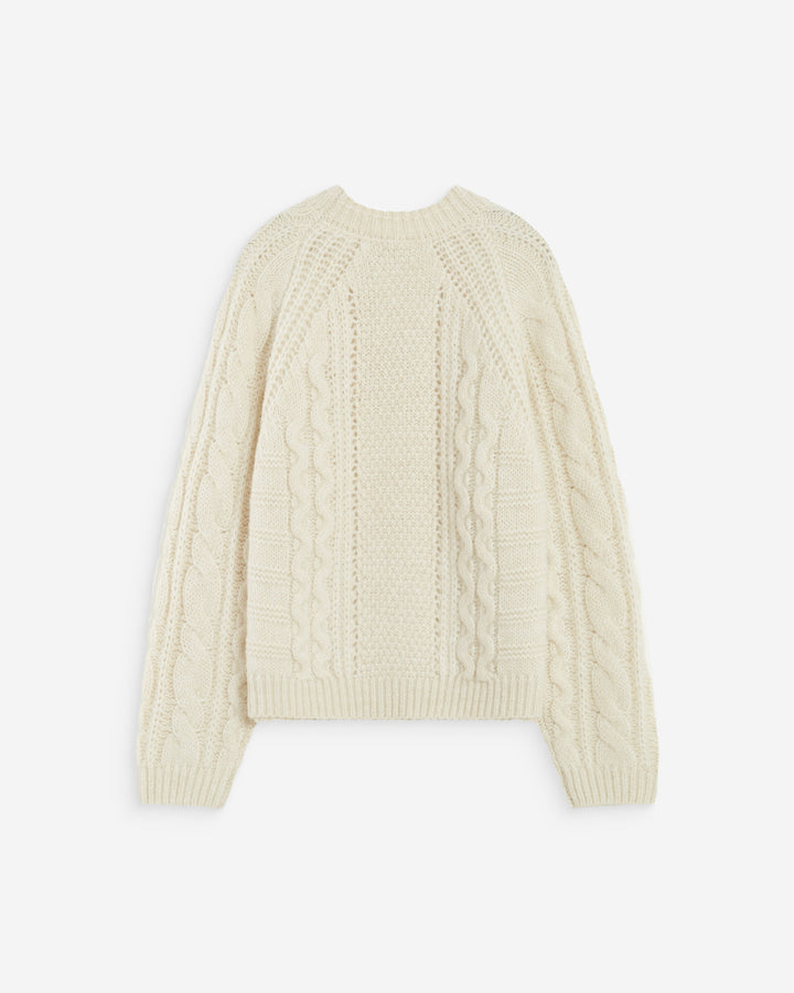 Pull torsadé ample col rond ecru Amparo