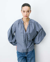 Mandarin-collar blouse marine Albane