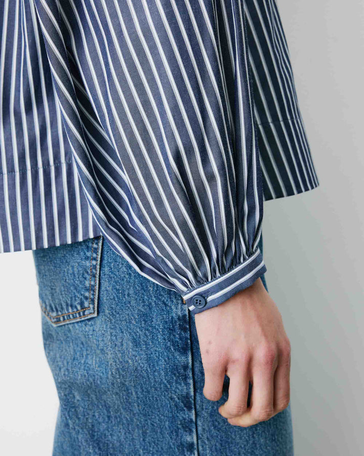 Mandarin-collar blouse marine Albane