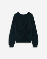 Pull ample en maille dos nu croisé emeraude Anthemis