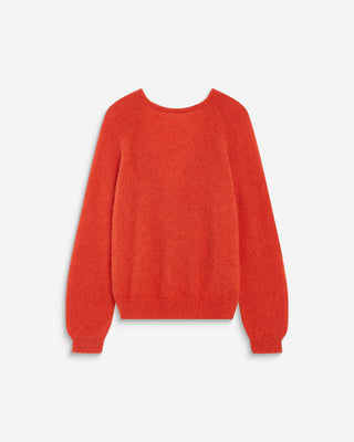 Pull ample en maille dos nu croisé sanguine Anthemis