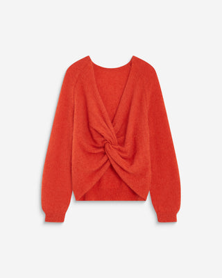 Pull ample en maille dos nu croisé sanguine Anthemis