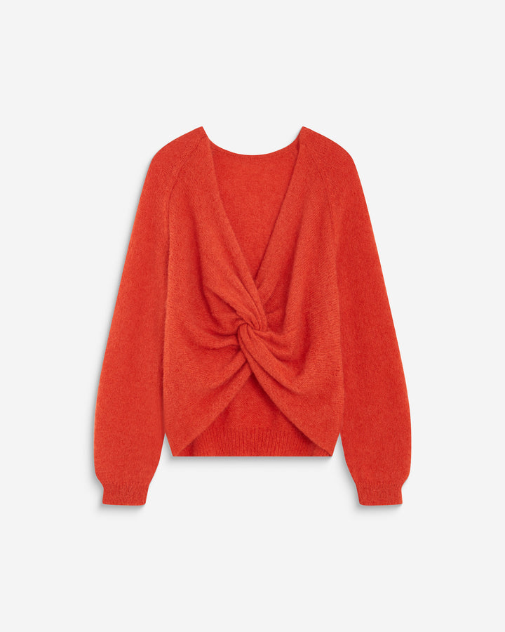 Pull ample en maille dos nu croisé sanguine Anthemis