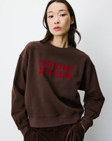 Sweat ample à message chocolat Amery