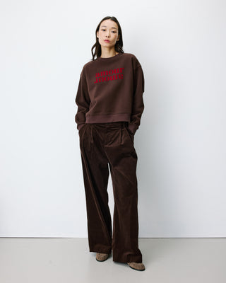Sweat ample à message chocolat Amery
