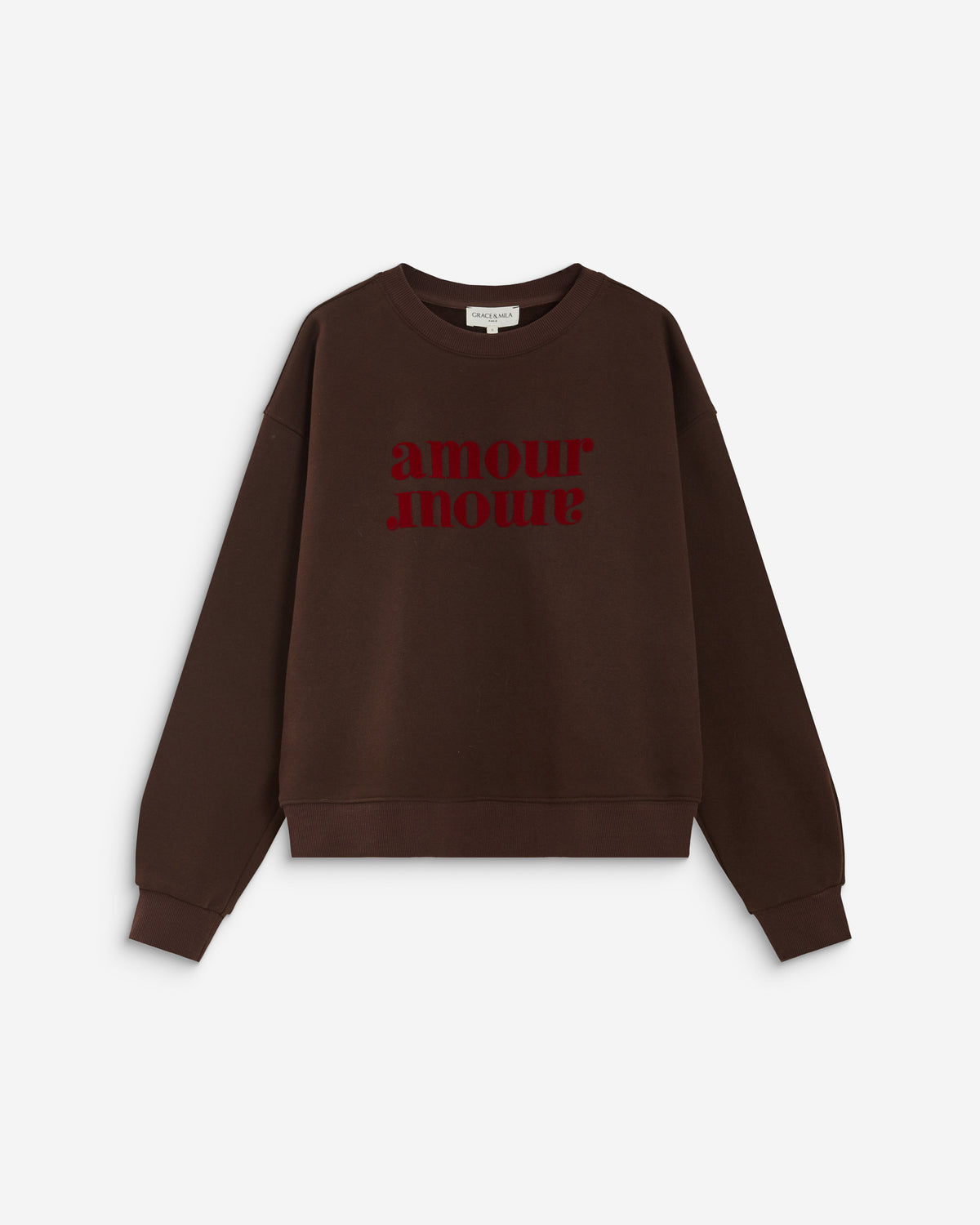 Sweat ample à message chocolat Amery