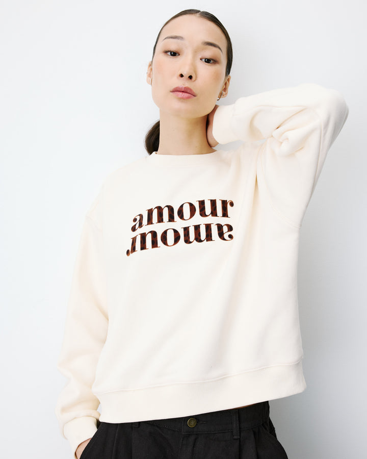 Sweat ample à message ecru Amery