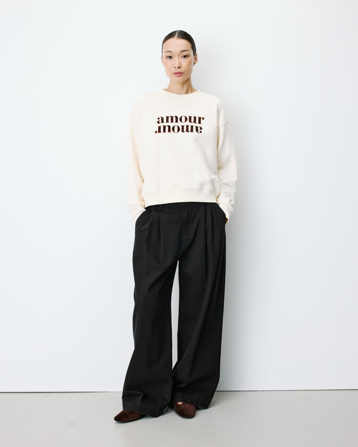 Sweat ample à message ecru Amery