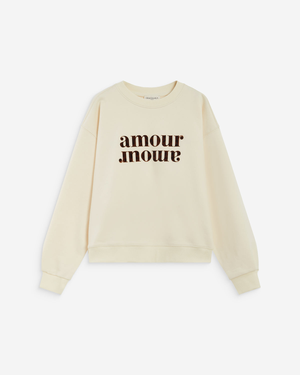 Sweat ample à message ecru Amery