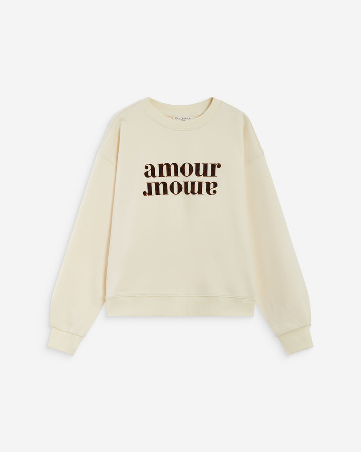 Sweat ample à message ecru Amery