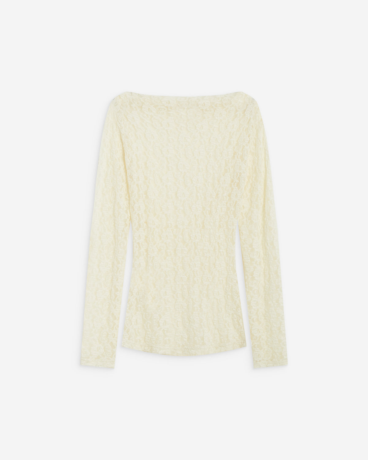 Top en dentelle drapé col bateau ecru Avoine