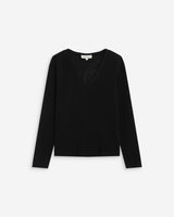 T-shirt manches longues col V noir Abricot