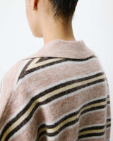 Pull rayé oversize col polo beige Aizen