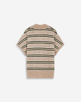 Pull rayé oversize col polo beige Aizen