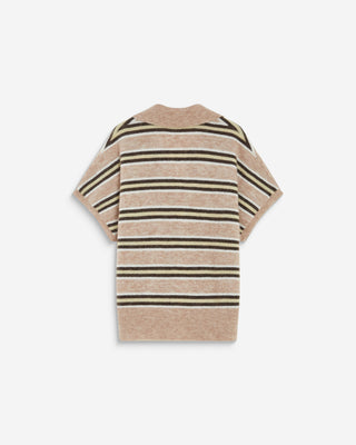 Pull rayé oversize col polo beige Aizen