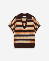 Pull rayé oversize col polo chocolat Aizen