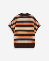 Pull rayé oversize col polo chocolat Aizen