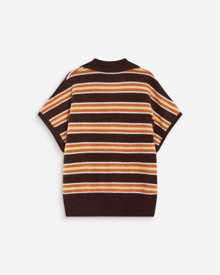 Pull rayé oversize col polo chocolat Aizen