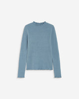 Pull ajusté en maille fine col montant bleuet Alino