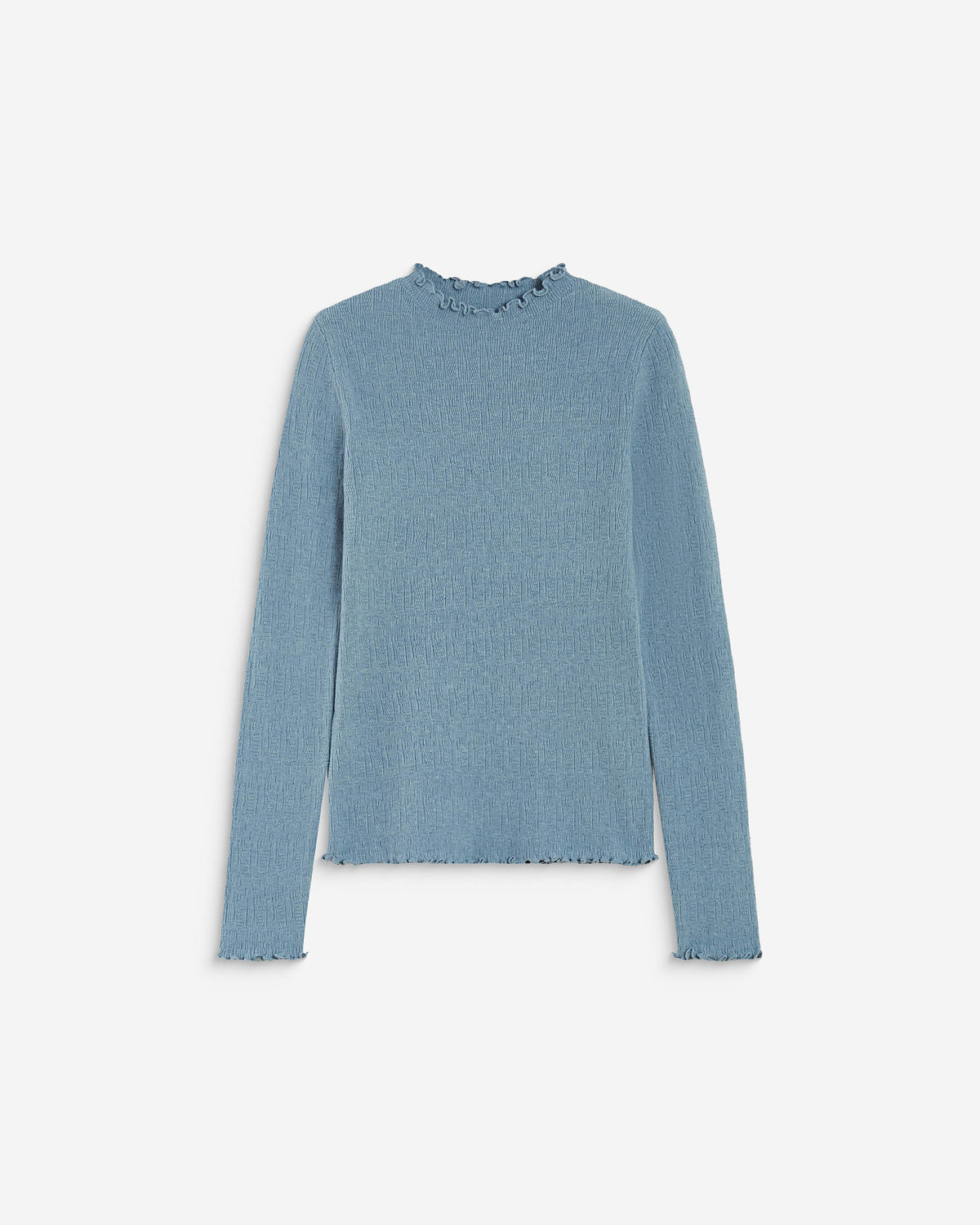 Pull ajusté en maille fine col montant bleuet Alino