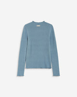 Pull ajusté en maille fine col montant bleuet Alino