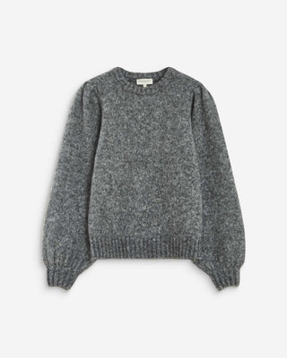 Pull en maille col rond épaules froncées anthracite Antoine