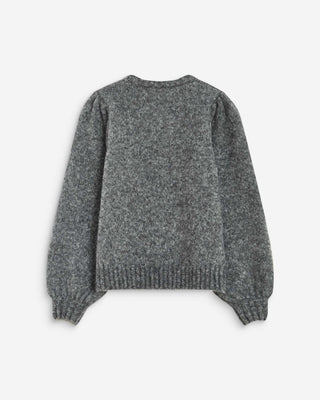 Pull en maille col rond épaules froncées anthracite Antoine