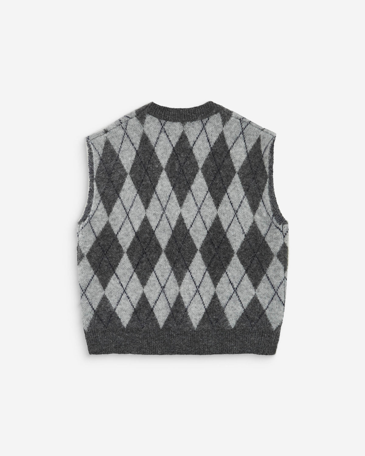 Pull sans manches en maille à losanges anthracite Arelio