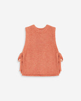 Pull sans manches en maille à nouer peche Argan