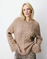 Pull torsadé à nouer au dos beige Arcelin