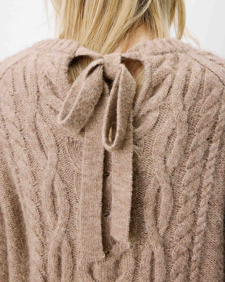 Pull torsadé à nouer au dos beige Arcelin