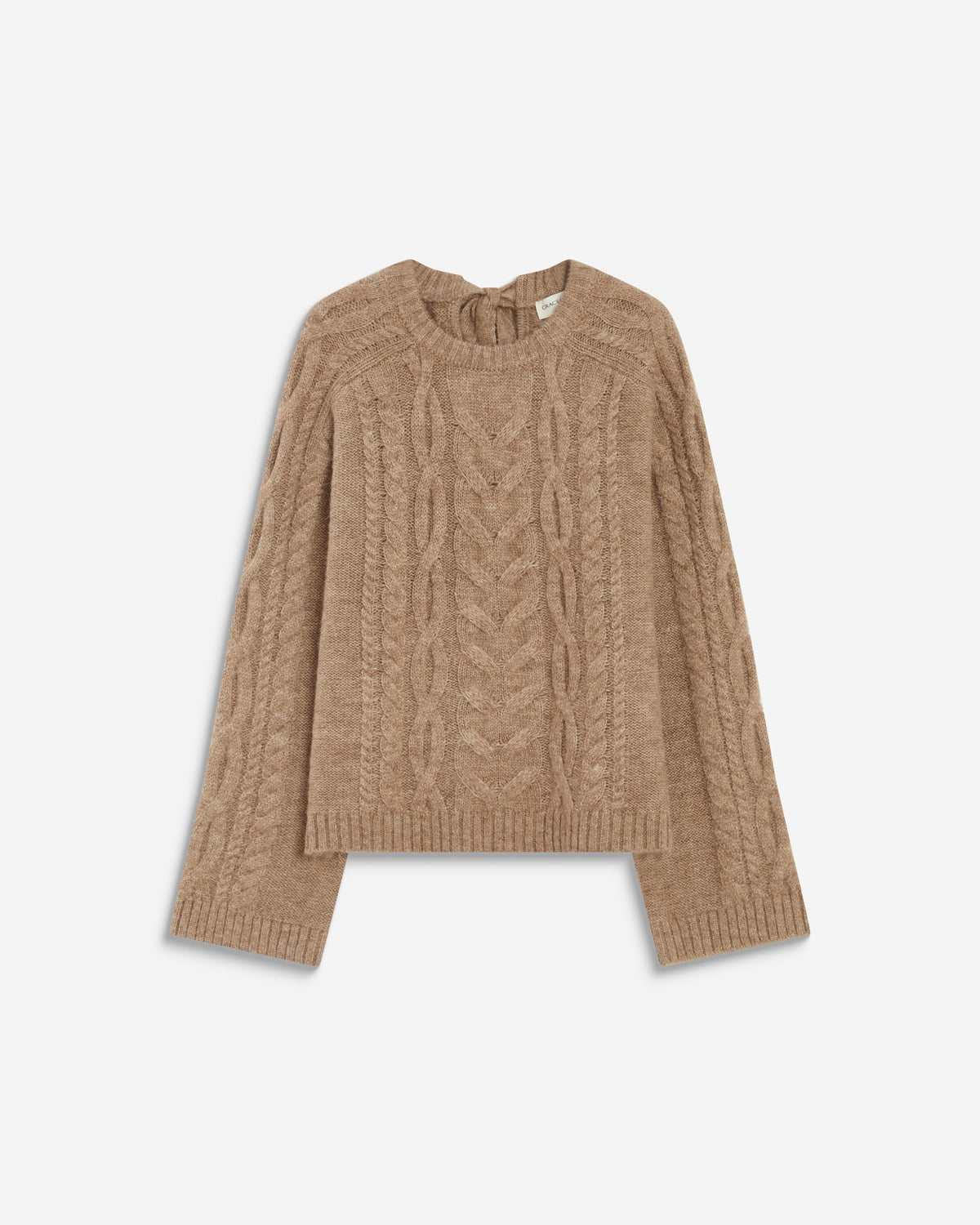 Pull torsadé à nouer au dos beige Arcelin