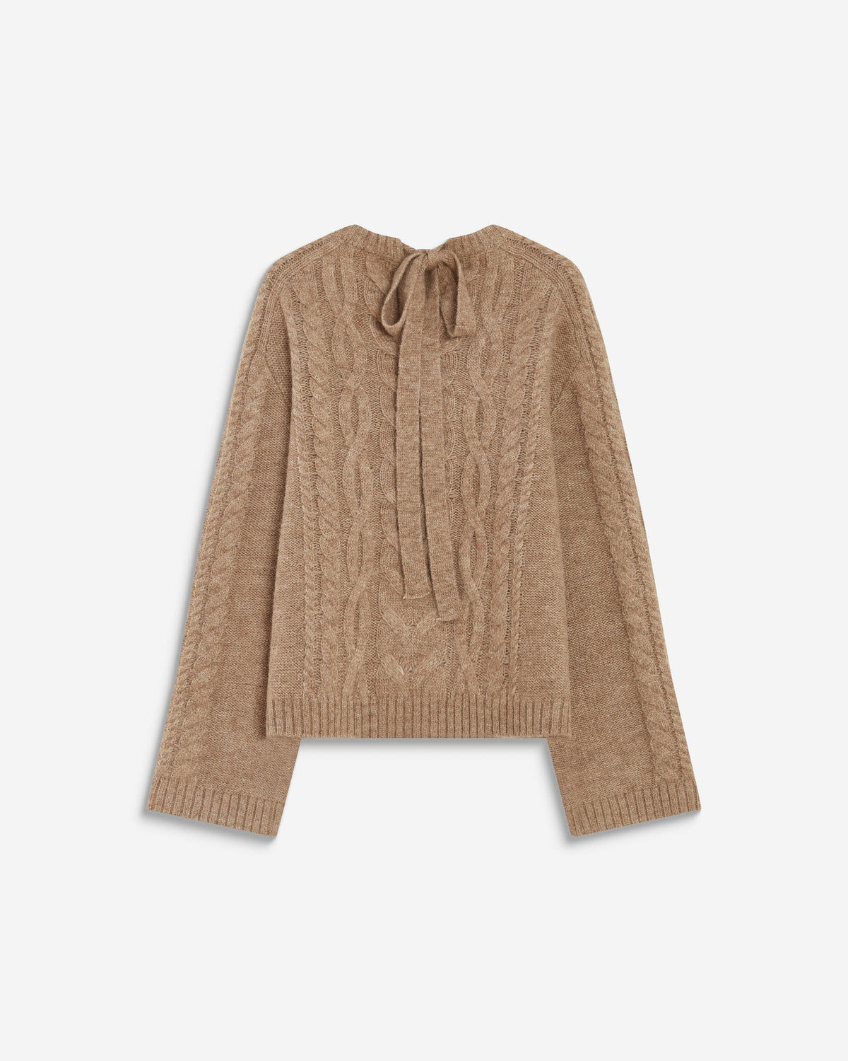 Pull torsadé à nouer au dos beige Arcelin