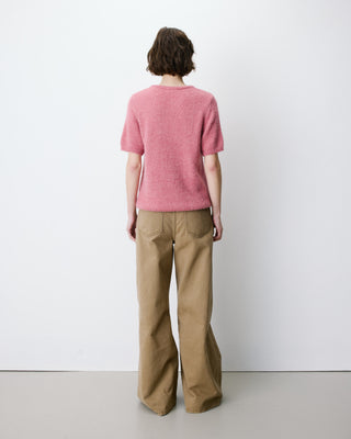 Short-sleeve sweater with embroidered message blush Austyn