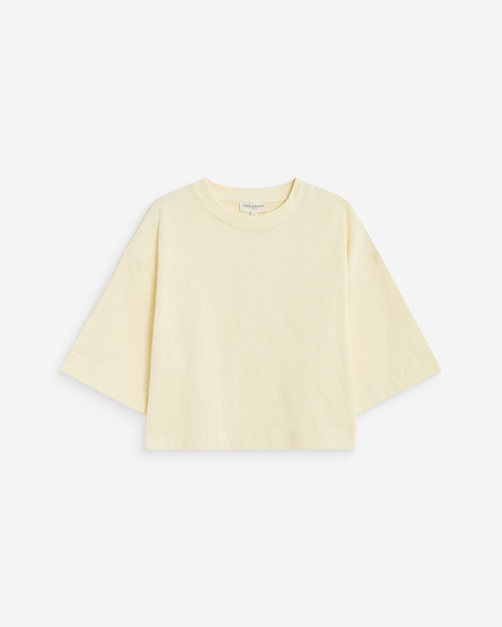 T-shirt oversize court en coton vanille Arvel