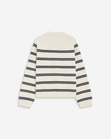 Cardigan rayé en maille col chemise ecru Ardenis