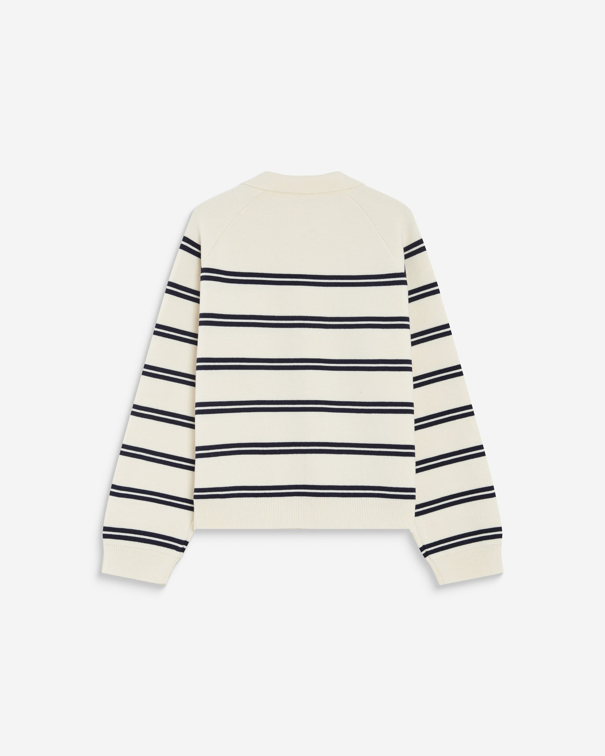 Cardigan rayé en maille col chemise ecru Ardenis