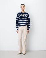 Pull à logo universitaire brodé marine Ashford