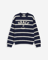 Pull à logo universitaire brodé marine Ashford