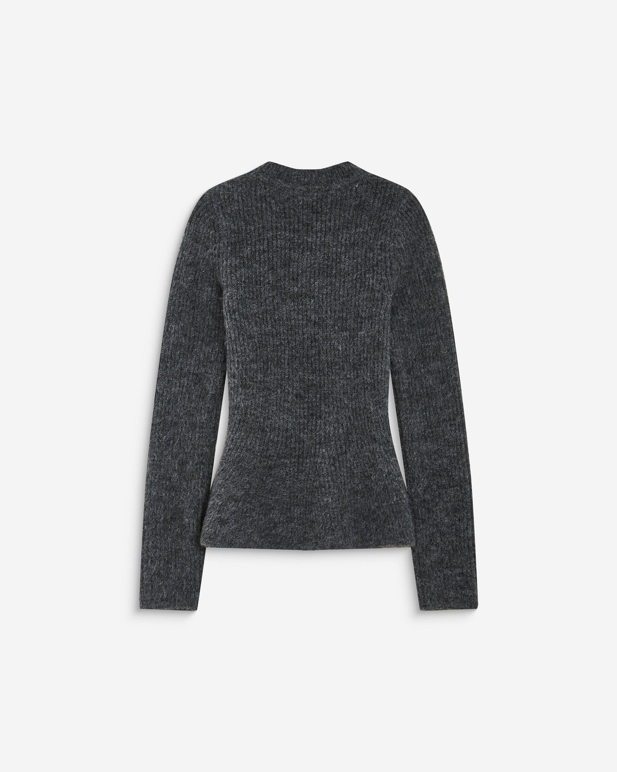 Pull peplum en maille côtelée col cheminée anthracite Alvar