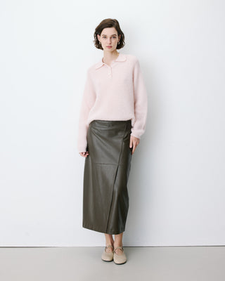 Pull polo en maille texturée boutonné nude Alevan