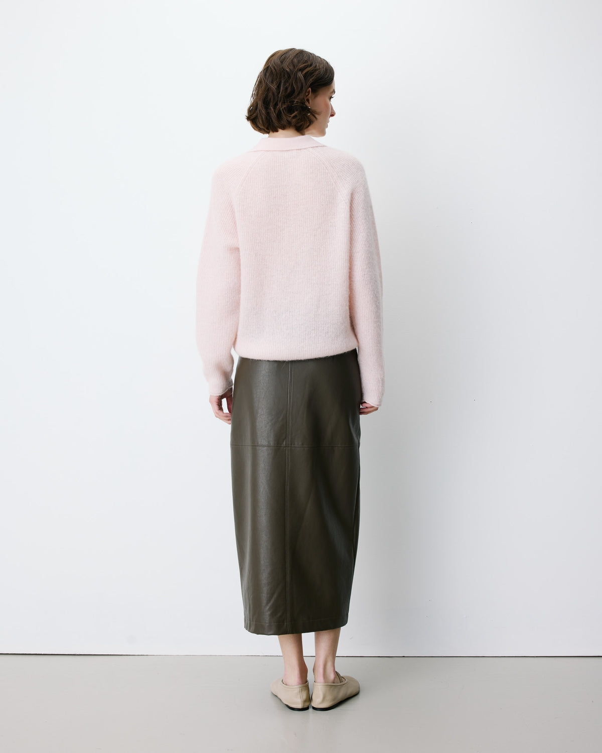 Pull polo en maille texturée boutonné nude Alevan
