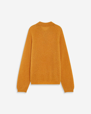 Pull polo en maille texturée boutonné ocre Alevan