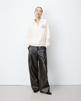 Sweat oversize col polo ouvert ecru Archibald