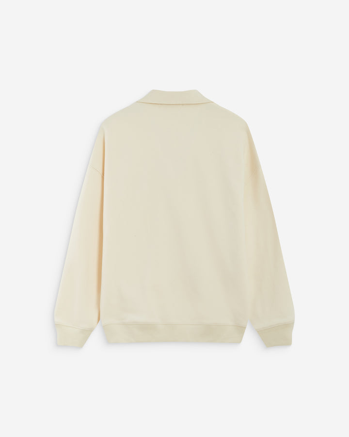 Sweat oversize col polo ouvert ecru Archibald