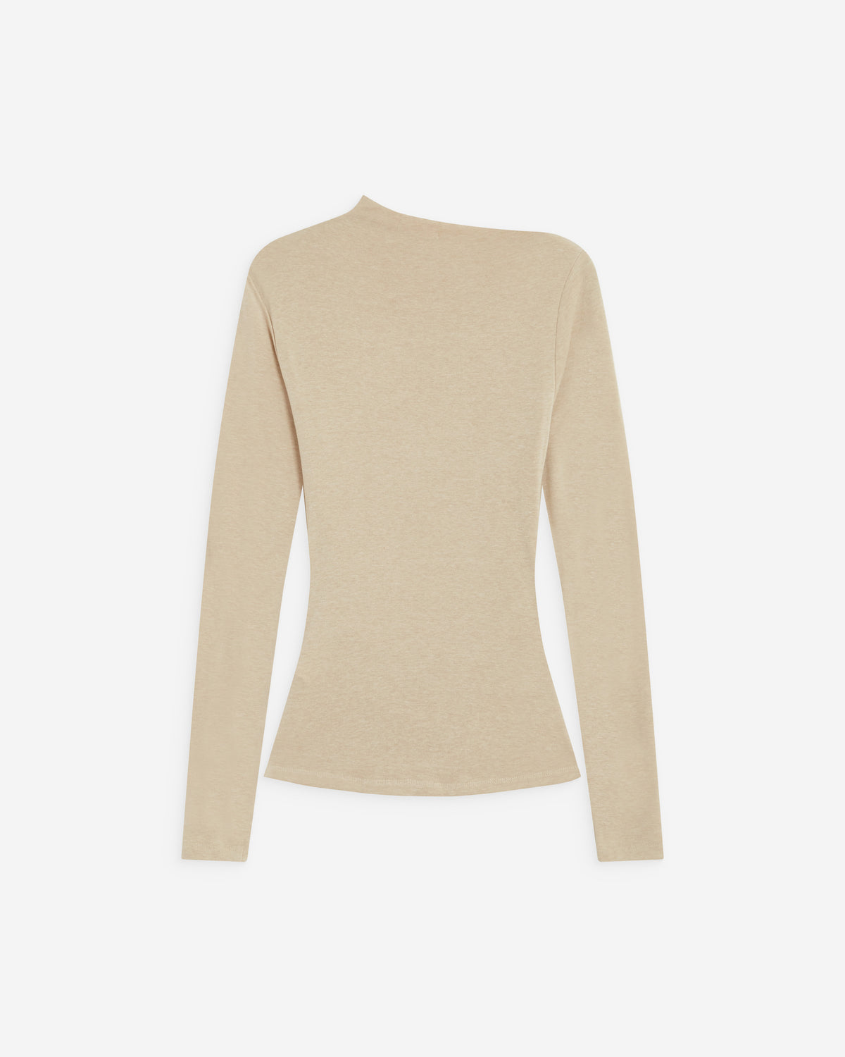 Top drapé asymétrique manches longues sable Aurygny