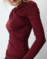 Ruched V-neck wrap top cherry Azul