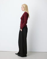 Ruched V-neck wrap top cherry Azul